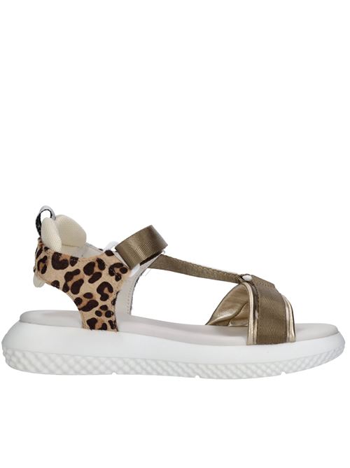 Sandali Cavallino in pelle, ecopelle e tessuto ELENA IACHI | E1845 CAV.CHAMPAGNE
